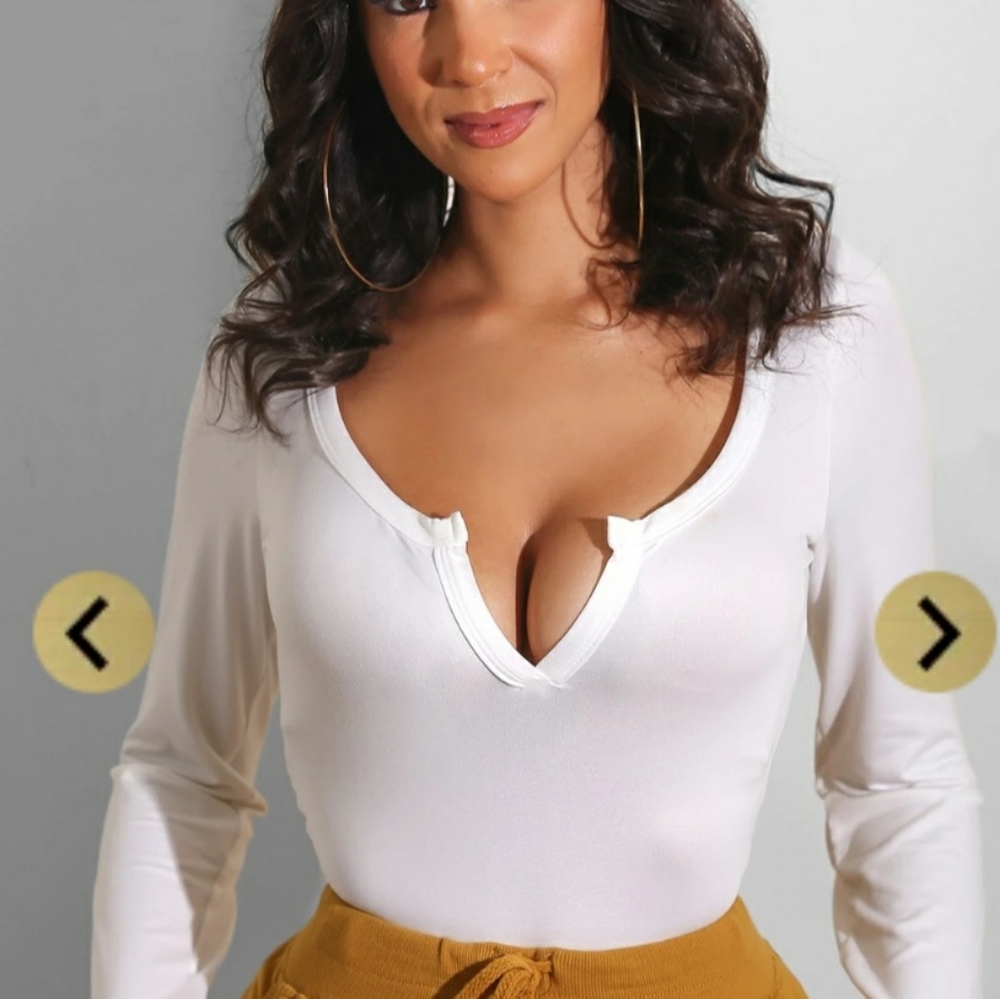 V Scoop White Bodysuit